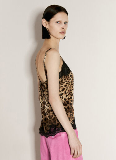 Dolce & Gabbana Leopard Print Satin Top Brown dol0255002