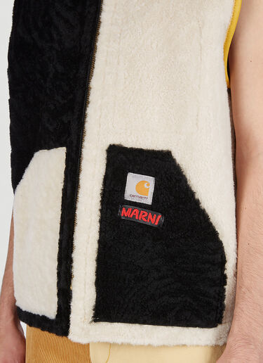 Marni x Carhartt 拼色羊毛皮背心夹克 黑色 mca0150018