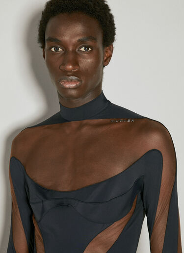 Mugler Illusion Neckline Bodysuit Black mug0154010