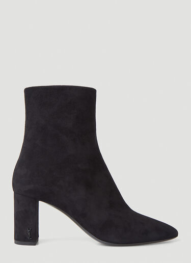 Saint Laurent Lou Suede Ankle Boots Black sla0249097