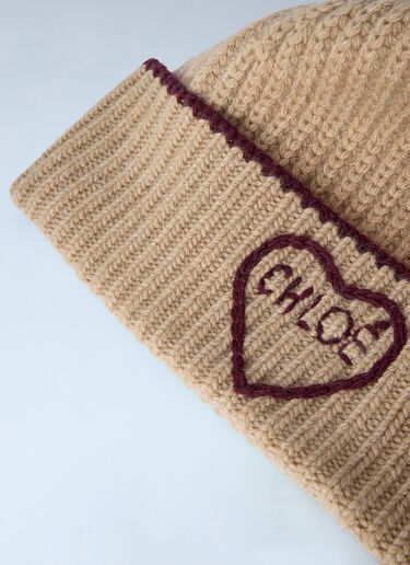 Chloé Encoeur Beanie Hat Beige chl0265072