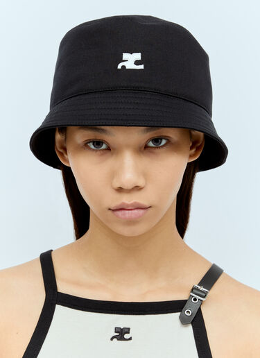 Courrèges Logo Embroidery Bucket Hat Black cou0356002