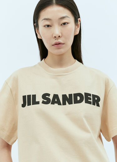 Jil Sander Logo Print T-Shirt Beige jil0256001