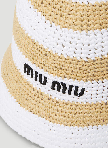 Miu Miu 徽标刺绣钩针渔夫帽 白色 miu0252053