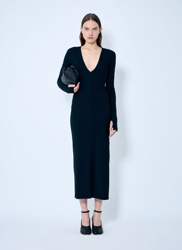 MM6 Maison Margiela Deep V Neck Dress Black mmm0259002