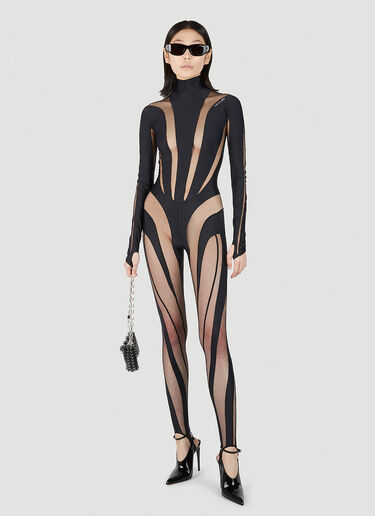 Mugler Cut Out Illusion Jumpsuit Black mug0251045