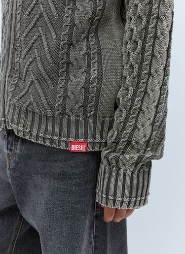 K-Epano Washed Cable Knit Cardigan Diesel K-Epano Washed Cable Knit Cardigan Dark Grey dsl0154020