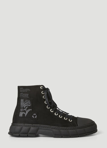 Virón 1982 Waxed Canvas High-Top Sneakers Black vir0346004