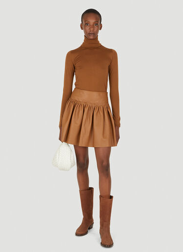 Max Mara 트라이톤 가죽 스커트 브라운 max0250018