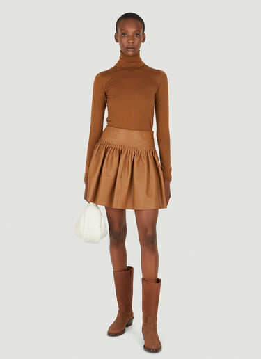 Max Mara Tritone Leather Skirt Brown max0250018