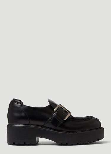 Miu Miu Buckled Platform Loafers Black miu0250048