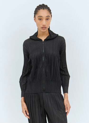 Pleats Please Issey Miyake Fluffy Hooded Top Black plp0258010