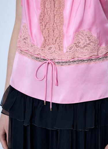 Chloé Camisole Top In Washed Silk Satin & Lace Pink chl0265013