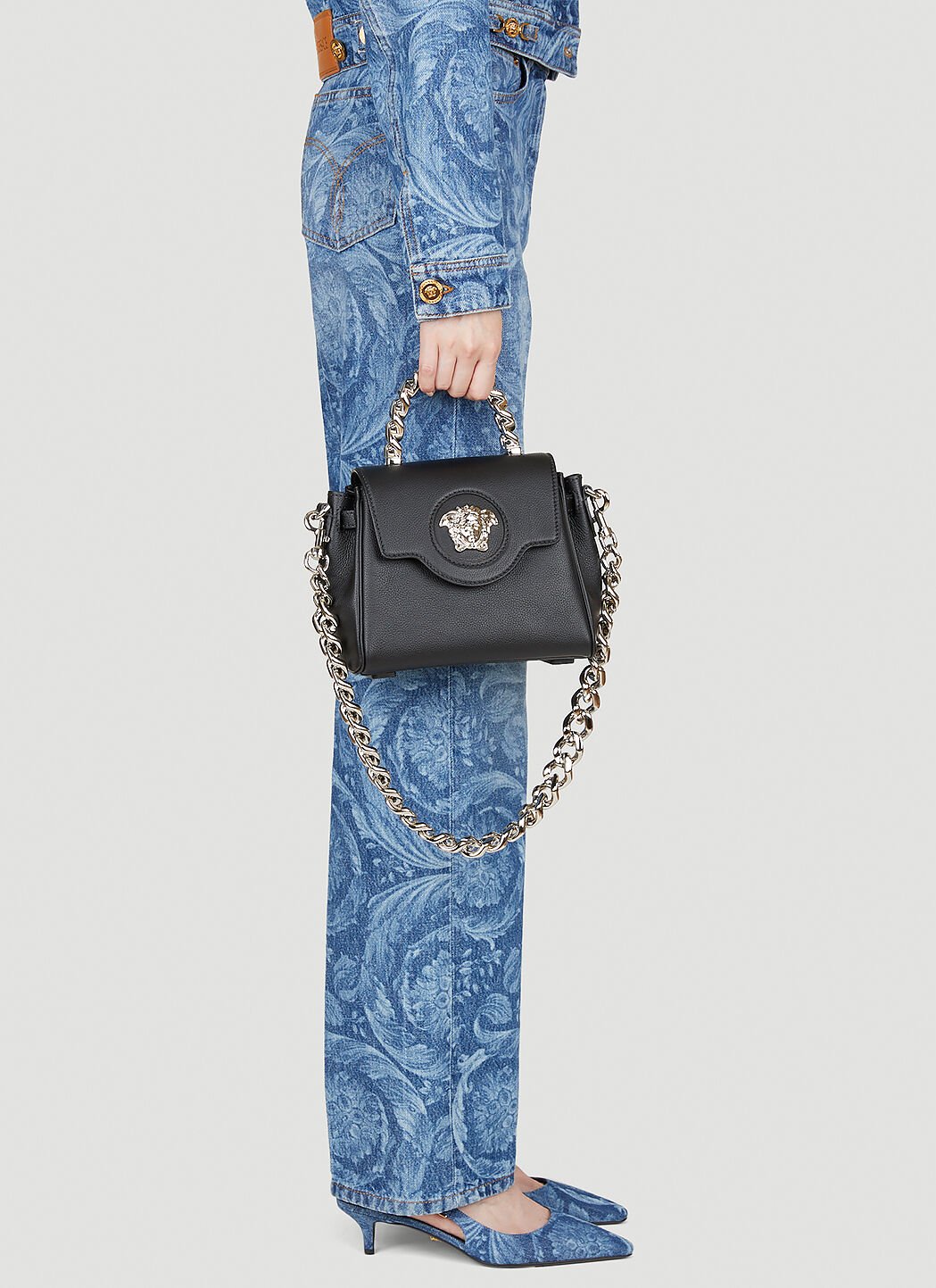 Versace メドゥーサ スモールハンドバッグ ブルー ver0255008