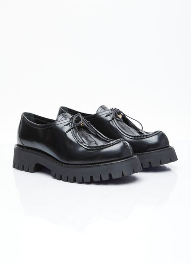 Gucci Bee Leather Lace-Up Shoes Black guc0255064