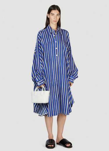 Bottega Veneta Hand Drawn Stripe Shirt Dress Blue bov0251107