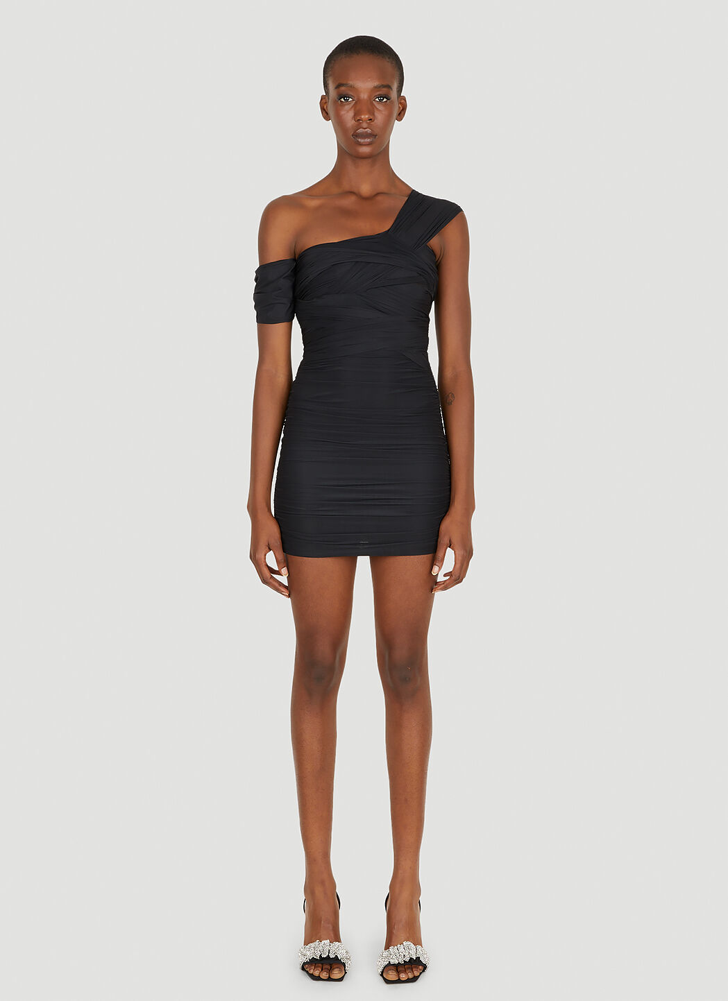 Alexander Wang Asymmetric Ruched Dress in Black LN CC