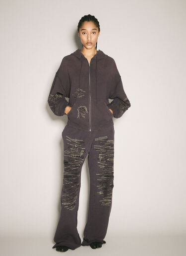 MM6 Maison Margiela Distressed Zip-Up Sweatshirt Purple mmm0258002