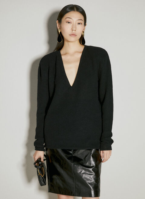 Gucci V Neck Wool Sweater Black guc0255023