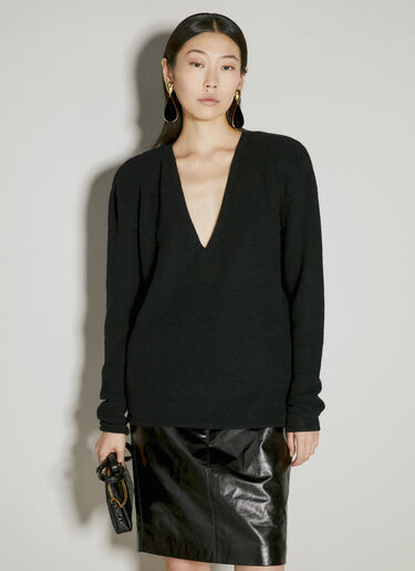 V Neck Wool Sweater Saint Laurent V Neck Wool Sweater Black sla0254007