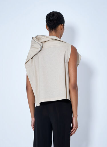 LN-CC® - Issey Miyake: Asymmetric Zip Detail Top - Beige Issey Miyake Asymmetric Zip Detail Top Beige ism0264011
