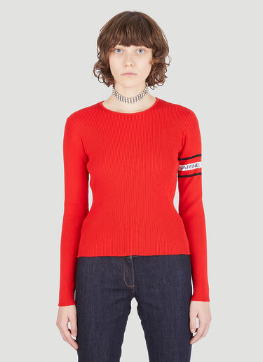 Marine Serre Open-Back Ribbed Sweater Red mrs0246016