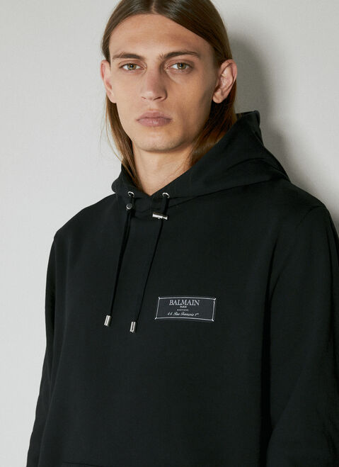 Balmain Logo Patch Hooded Sweatshirt Black bln0154001