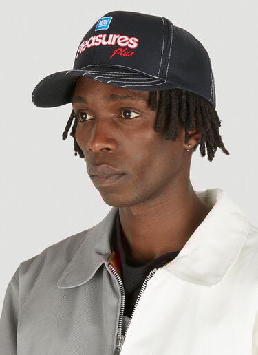 Pleasures Logo Motif Baseball Cap Black pls0146035