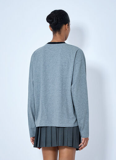 Miu Miu Logo图案长袖T恤 灰色 miu0366015