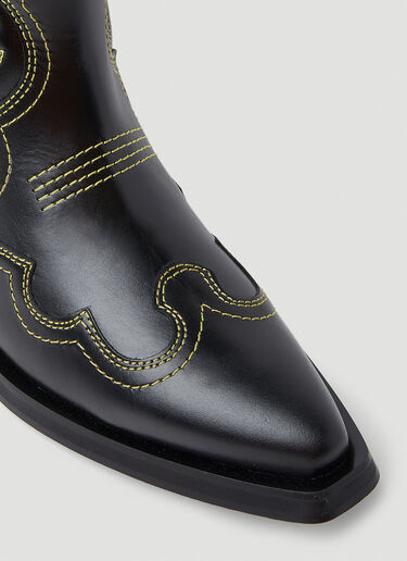 GANNI Embroidered Western Boots Black gan0253026