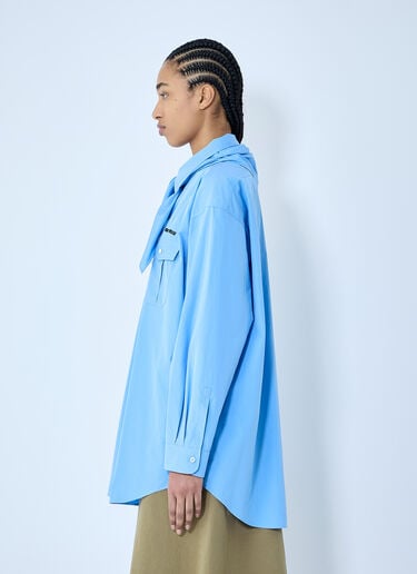 Miu Miu Poplin Shirt With Scarf Blue miu0360001