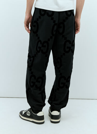 Gucci GG Flocked Print Cotton-Fleece Track Pants Black guc0155049