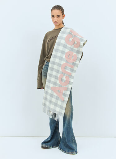 Acne Studios Check Logo Scarf Grey acn0258024