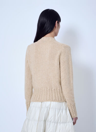LN-CC® - Moncler: Ribbed Cardigan in Wool Blend - Light Beige Moncler Ribbed Cardigan in Wool Blend Light Beige mon0266009