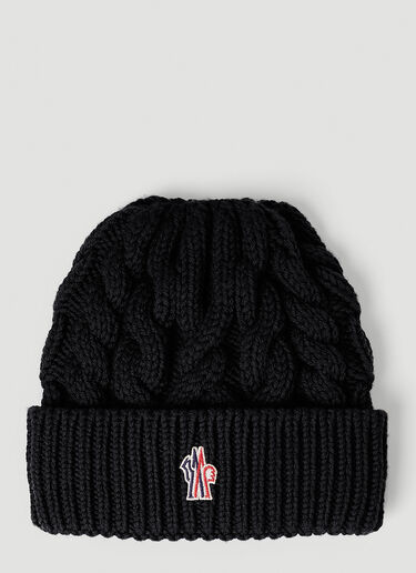 Moncler Grenoble 로고 패치 비니 햇 블랙 mog0253015