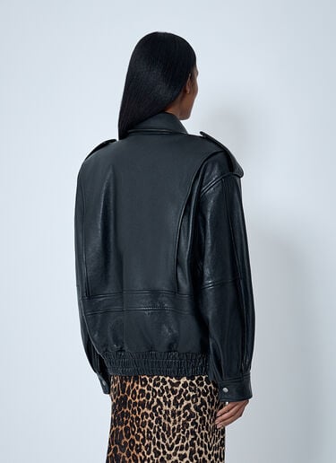 Saint Laurent Grained Leather Jacket Black sla0261011