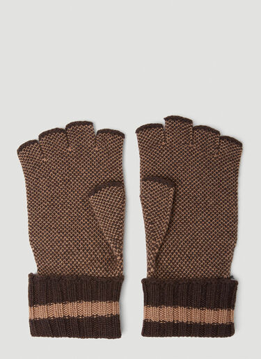 Gucci GG Jacquard Fingerless Gloves Brown guc0153104