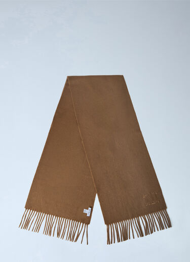 Max Mara Embroidered Fringe Wool Scarf Brown max0265092