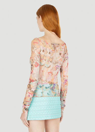 Marco Rambaldi Graphic Mesh Cut Out Top Pink mra0250016