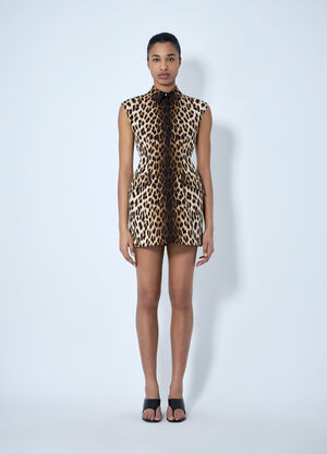 Sportmax Sleeveless Animal Print Dress Brown spx0264004
