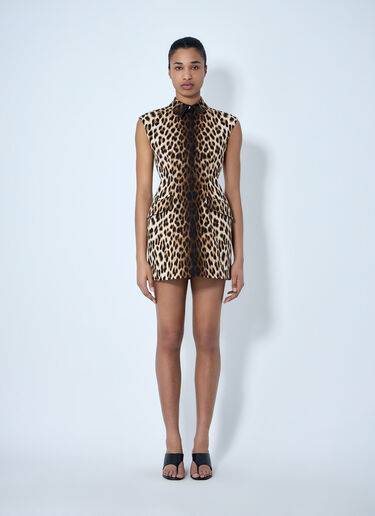 Sportmax Sleeveless Animal Print Dress Brown spx0264004