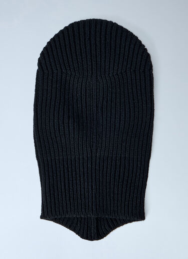 LN-CC® - Rick Owens: Ribbed Knit Balaclava - Black Rick Owens Ribbed Knit Balaclava Black ric0165079