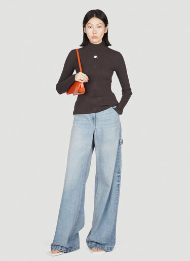 Logo Embroidery High Neck Sweater Courrèges Logo Embroidery High Neck Sweater Brown cou0253044