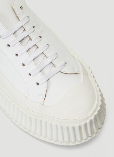 Jil Sander Ribbed-Sole Leather Sneakers White jil0239023