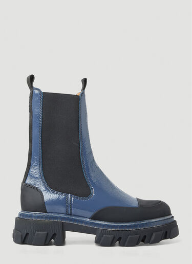 GANNI Mid Calf Chelsea Boots Blue gan0251098