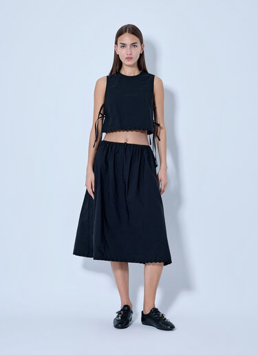 LN-CC® - Cecilie Bahnsen: Embroidered Taffeta Lace-Up Top - Black Cecilie Bahnsen Embroidered Taffeta Lace-Up Top Black cec0266003