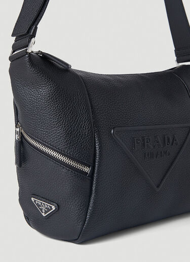 Prada Logo Embossed Crossbody Bag Black pra0152057