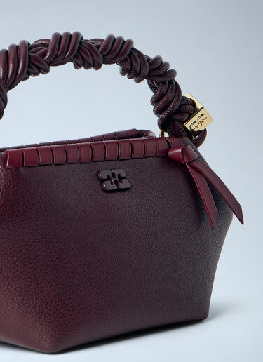 LN-CC® - GANNI: Bou Mini Tressé Handbag - Burgundy GANNI Bou Mini Tressé Handbag Burgundy gan0266020