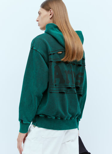 Aries Destroyed Temple Hooded Sweatshirt Green ari0154015