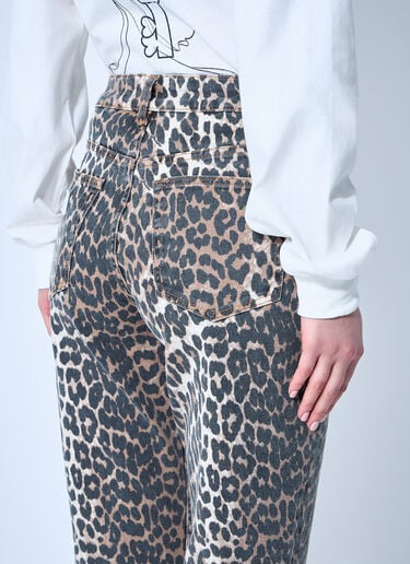 GANNI Betzy Leopard Print Jeans Brown gan0249041